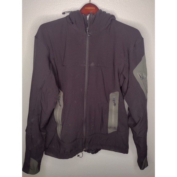 Arc'Teryx Men's Softshell Jacket Medium Black Zip Up Fuzzy Lined Outdoor UU - Picture 1 of 6